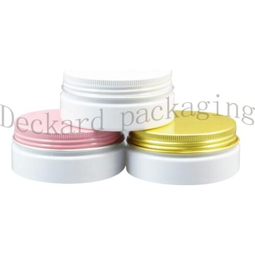 50pcs 50ml Aluminum lid white cream bottle jars pot container empty cosmetic plastic sample container for nail art storage