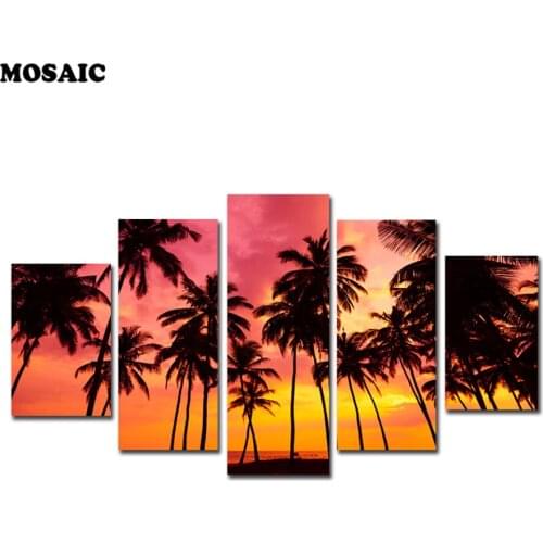 5D DIY Diamond painting Seashore Dawn Beach Full Drill Mosaic Rhinestone cross stitch kits handmade embroidery Crafts for decor