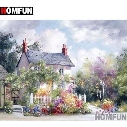 HOMFUN Full Square/Round Drill 5D DIY Diamond Painting "House scenery" 3D Embroidery Cross Stitch 5D Home Decor Gift A15635