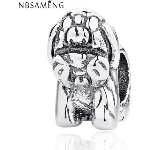 Authentic 925 Sterling Silver Bead Charm Vintage Cute Doggie Dog Beads Fit Women Bracelet & Bangle DIY Jewelry YW20399