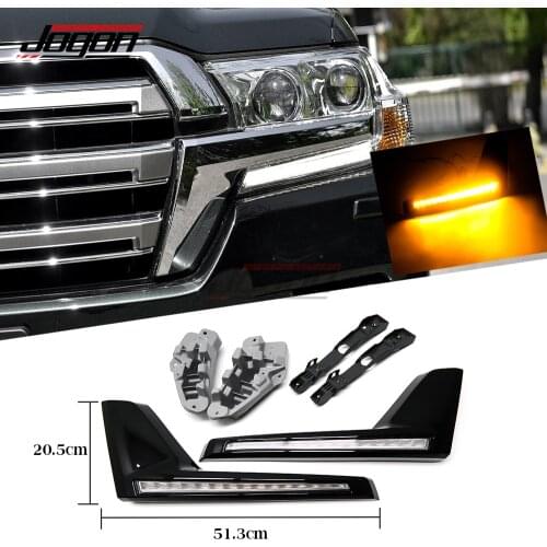 For Toyota Land Cruiser FJ200 LC200 2016 2017 2018-2021 Car Front Bumper Grille Outlet Dynamic Turn Signal DRL Lamp Accessories