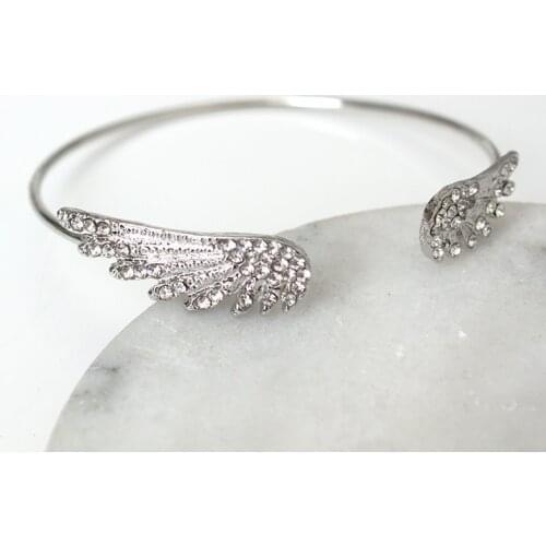Angel Wings Bracelet Adjustable Woman Riding Bike Jewelry Gifts Open Bracelet Silver Plated Crystal Wholesale Spacecraft Punk