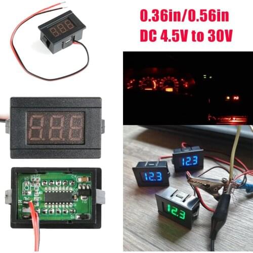 Digital Voltmeter DC 4.5V to 30V Digital Voltmeter Voltage Panel Meter Red/Blue/Green For 6V 12V Electromobile Motorcycle Car