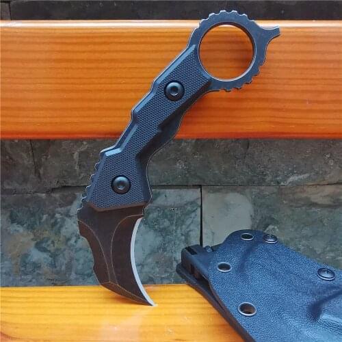 CS COLD Fixed Blade Knife Sharp Rescue D2 Stainless Steel Knife with Sheath Tactical Camping Survival Hunting Pocket Knives