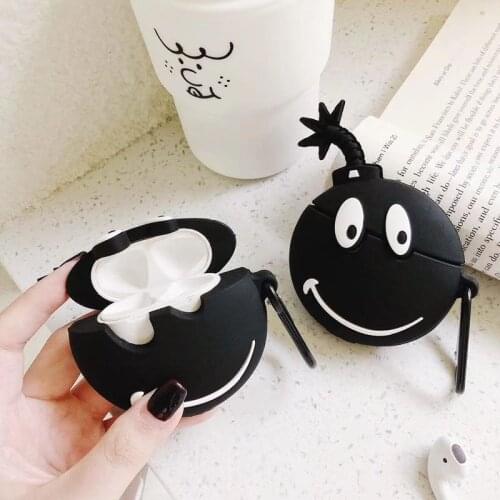 DHL 50pcs Smile Face Bomb Silicone Case for Apple Airpods Accessories for i10 TWS Bluetooth Earphone Box Protective Cover Bag