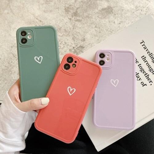 For iPhone 12 11 Pro Max 12 Mini Case Candy Color Love Heart Shockproof Soft TPU Back Cover For iPhone X XR Xs Max 7 8 Plus