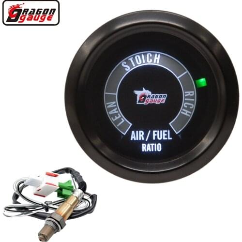 Dragon 2" 52mm Auto Engine Electronic Digital LED Air Fuel Ratio Gauge For Narrowband Oxygen Lean Rich Meter Free Shipping