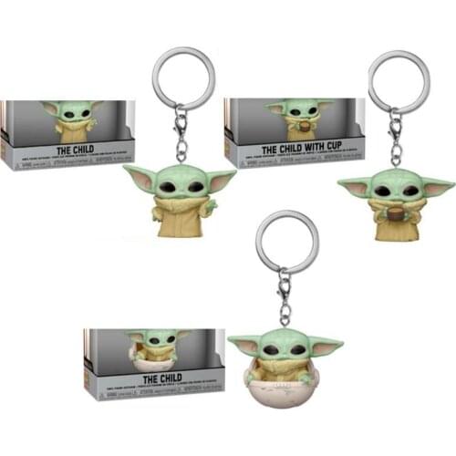Star wars Mandalorian Yoda baby water cup style waving style keychain Vinyl Action Collection Model Children Toys