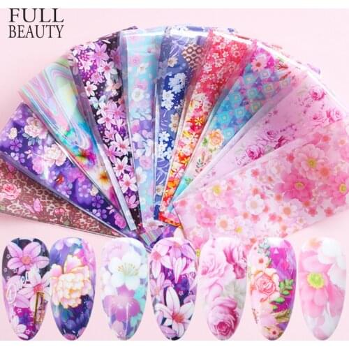 Holographic Floral Stickers Nail Art Butterfly Nail Foil Transfer Starry Sky Decal Paper Adhesive Slider Decor Sets CHXK139-1