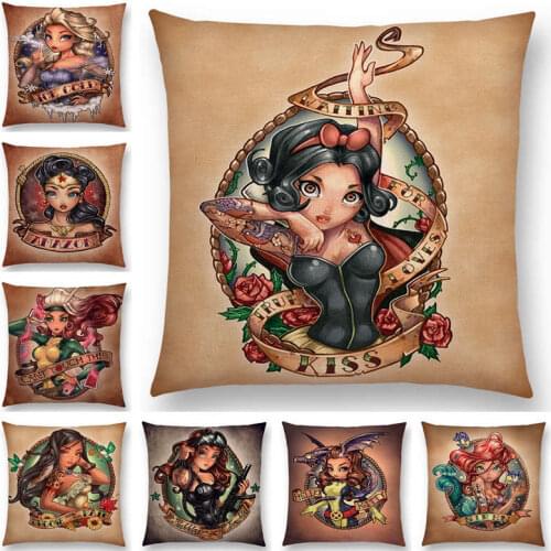 Hot Sale Cartoon Beautiful Heroine Lovely Girls Pinup Prints Excellent Women Beauty Grace Cushion Cover Sofa Throw Pillow Case
