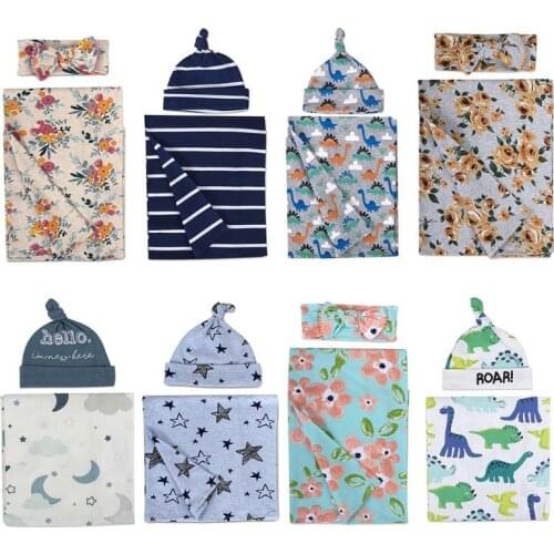 2Pcs/Set Newborn Baby Receiving Blanket Headband/Hat Cotton Sleeping Bag Toddler Infant Swaddle Wrap Towel
