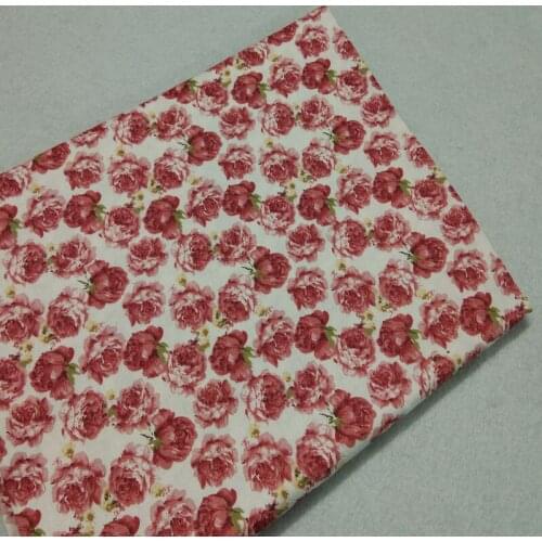 Graceful Red Blooming Rose Flower Printed 100% Cotton Fabric Floral Fabric Patchwork Textile Baby Cloth Dress Apparel Quliting
