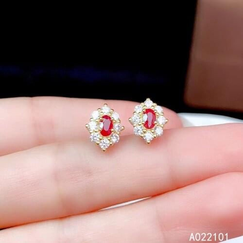 KJJEAXCMY fine jewelry 925 silver natural ruby new girl exquisite earrings hot selling ear stud support test Chinese style