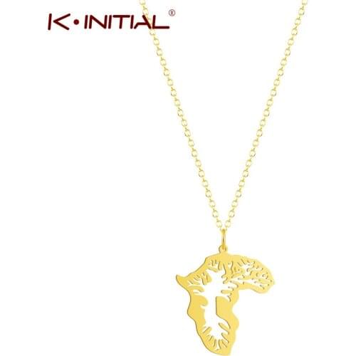 Kinitial Punk Stainless Steel Map Shape Necklace For Women Man Tree Pendant Choker Neuron Brain Necklace Engagement Jewelry