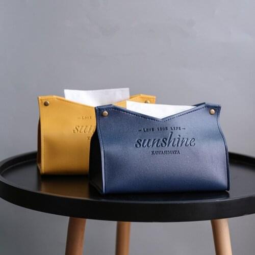 Pu Leather Tissue Boxes Paper Holder Decoration Bedroom Kitchen Desktop Nordic Table Napkins Tissue Holder Car Papers Container