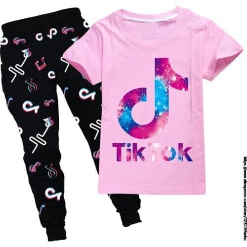 Tik Tok Costume T-shirt Set for Boys Girls Summer Kids Tik Tok Clothes Shirts Tracksuit outfit