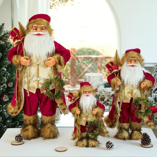Red Santa Claus Christmas Decorations for Home Happy New Year Childrens Gifts Hotel Coffee Shop Window Ornaments