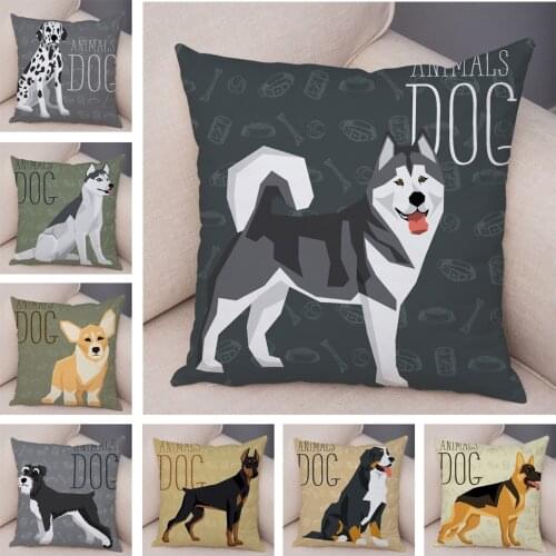 Colorful Schnauzer Dalmatian Cushion Cover Decor Cartoon Dog Pet Animal Pillowcase for Sofa Home Soft Plush Pillow Case 45x45cm