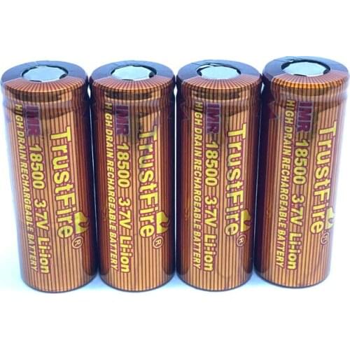 TrustFire IMR 18500 3.7V 1100mAh Rechargeable Li-ion Battery High Magnification Lithium Batteries for LED Flashlights Headlamps