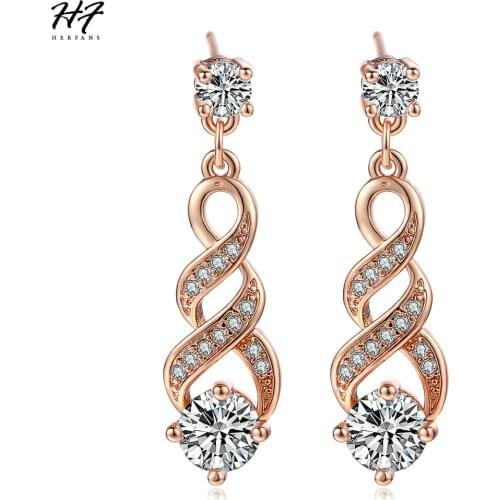 Fashion Vintage Earrings For Women Rose Gold Color Plated Wave Style Womens Earing Fashion Wedding Engagement Jewelry E544