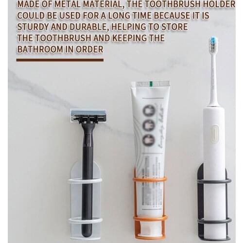 Toothbrush Holder Wall Mounted Electric Toothbrush Stand Rack Metal Drain Bathroom Shelf Organizer