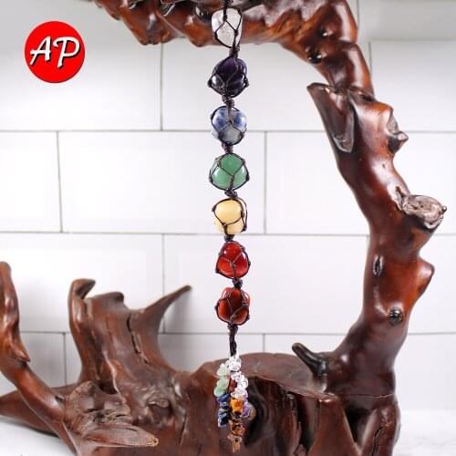 1PC Natural Crystal Stone Seven Chakra Pendant Ornaments Healing Gem Stone Jewelry For Home Decoration