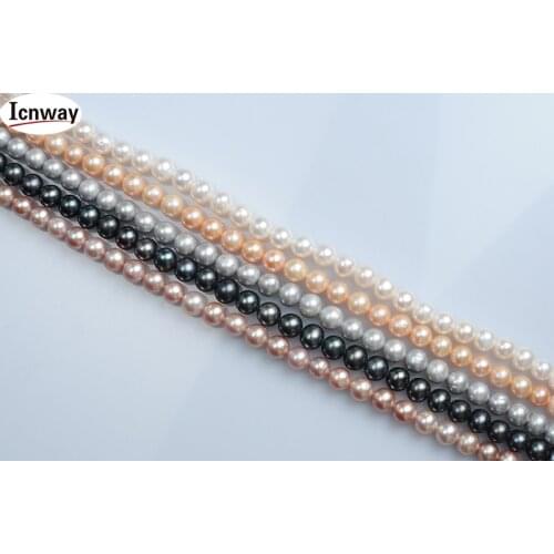 Natural round Freshwater Pearl white pink lavender gray black 9-10mm 15inch DIY necklace bracelet earring FreeShipping Wholesale