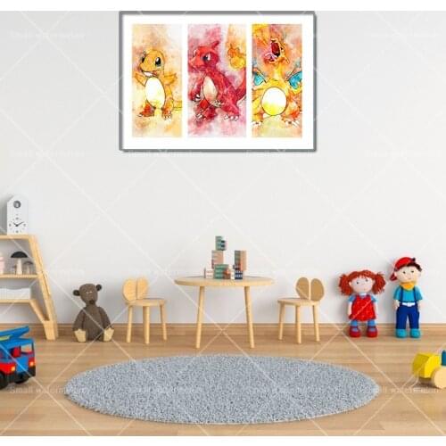 Anime Pokemon Poster Charmander/Charizard Canvas Painting Mural Kids Gift Child Bedroom Home Wall Picture Decoration
