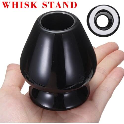 1PC Whisk Stand New Elegant Black Ceramic Whisk Stand Ceremony Sense Stand Bowl Tray High Quality Kitchen Accessories