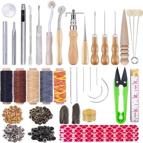 LMDZ Professional Hand Sewing Awls Stitching Punch Carving Groover Leather Tool Kit Carving Work Saddle Leathercraft Accessories