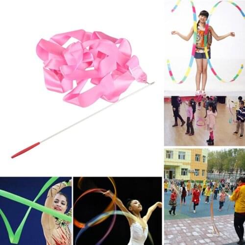 4m Rhythmic Gymnastics Ribbons 4m Dance Show Props Colorful Children Gifts Toys B5