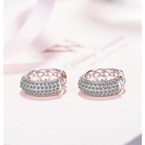 925 Sterling Silver Glittering Pave Micro Zircon Hollow Hoop Earring For Women Fashion Jewelry Gift Dropshipping S-E491