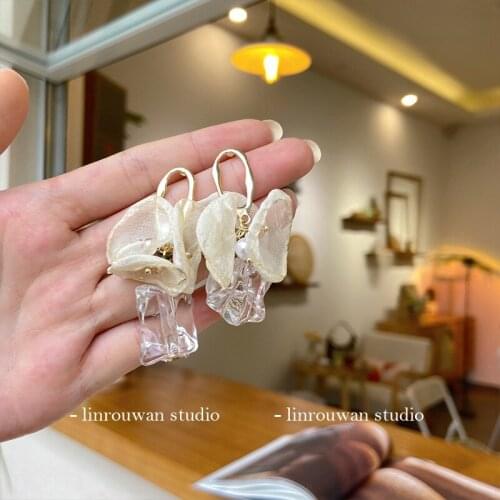 Besimpol Summer 925 Sterling Silver Stud Earrings Elegant Party Acrylic Flower Earrings For Women Daily Wear Fine Jewelry Gifts