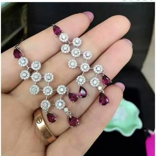 Garnet earring Free shipping Natural real garnet 925 sterling silver earrings