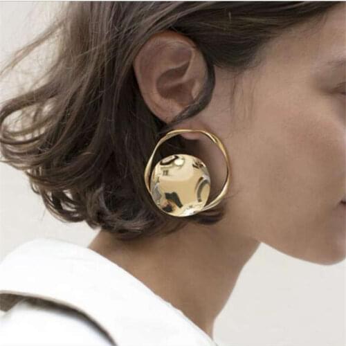 European and American cross-border earrings exaggerated popular irregular geometric disc earrings retro alloy earrings female
