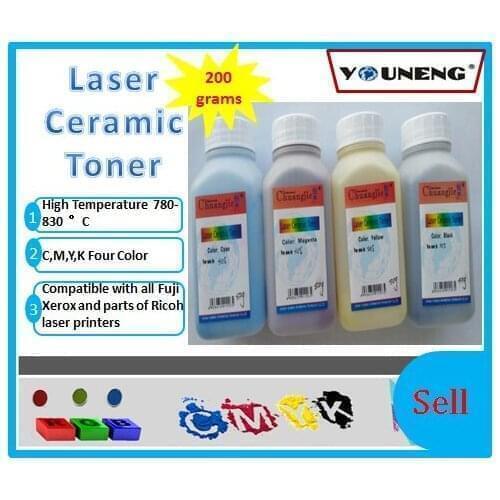 Compatible bulk laser ceramic toner for xerox 6510 6500 215 color copier,ceramic toner powder CMYK 50g/color 200g