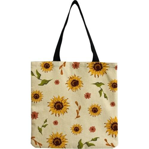 Large Capacity Plant Floral Bags for Women 2020 Cartoons Japanese Style Daisy Shopper Bag Art Open Belt Eco Friendly Handbag