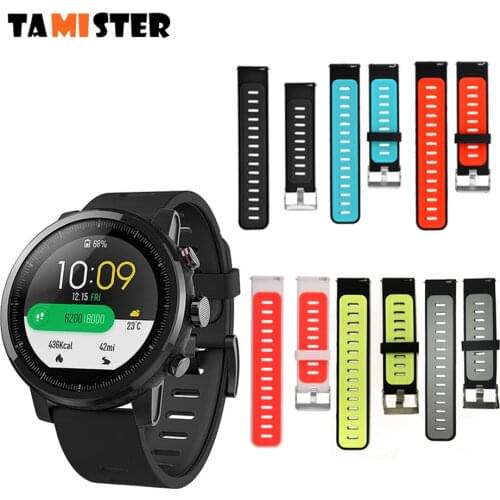 TAMISTER 22mm Universal Silicone Watch Band Double-color Strap For Xiaomi Huami Amazfit pace For Samsung Gear S3 Smart Watch