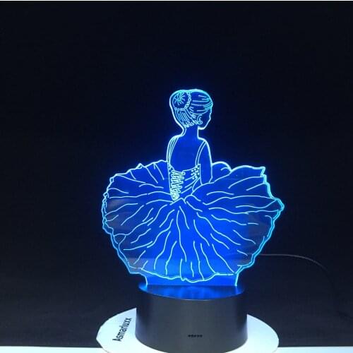 Dancing Girl Usb 3D Led Table Lamp Bedside Night Light Shape 7 Color Change Home Decoration Bedroom Sleep Lighting Gifts 1809
