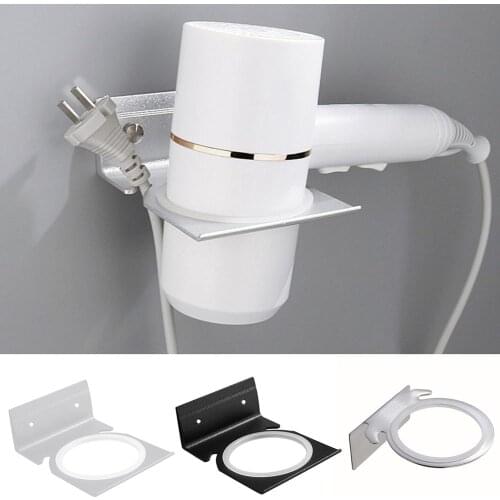 Universal Hair Dryer Wall Mounted Holder Bathroom Organizer Nail Free No Drilling Space Aluminum Hair Dryer Stand