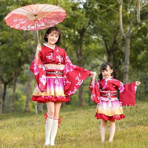 Japanese Parent-child Revision Two-color Kimono Split Gradient Skirt Anime Character Idol Playing Song Summer Festival Costume