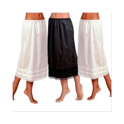 COLDKER Women´s Elastic High Waist Bust Skirts Smooth Swing Underskirt Half Slip Snip Skirt solid color plus size