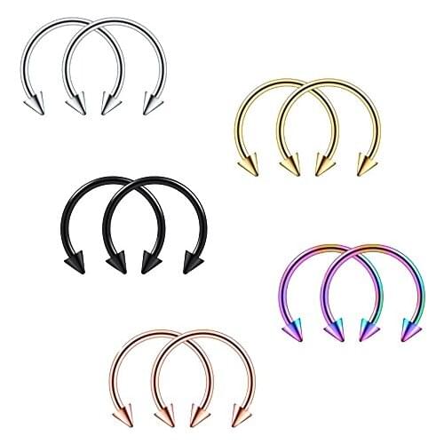 10 Pieces 16G Nose Septum Spikes Earring Eyebrow Lip Helix Tragus Body Piercing