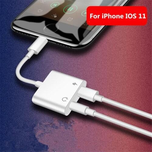 2 In 1 Earphone Adapter Charging Audio Adapter for iPhone 7 8 X Suppore IOS 11 Audio Charge Adapter Converter