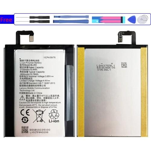 Battery BL260 2800mAh For Lenovo VIBE S1 S1c50 S1a40 S1 c50 a40 Bateria