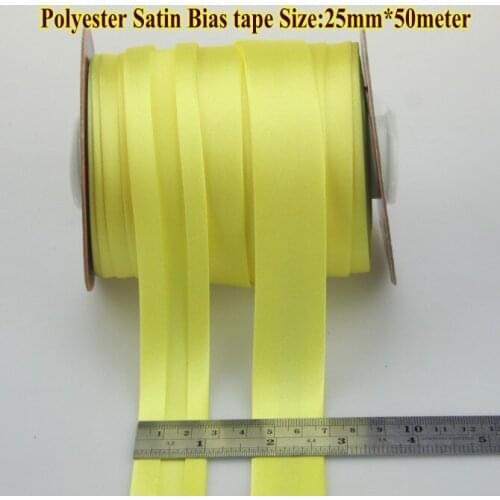 Free shipping--Polyester Satin Bias Tape,bias binding tape size: 25mm ,width 1",2.5cm 50meter color bright yellow DIY handmade