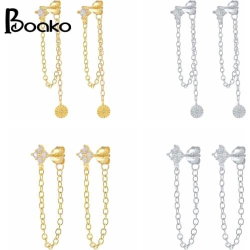 BOAKO Tassel Chain 925 Sterling Silver Earrings For Women Earring Dangle Gold/Silver Jewelry Ear Piercing Mom Gift 2021 Trend