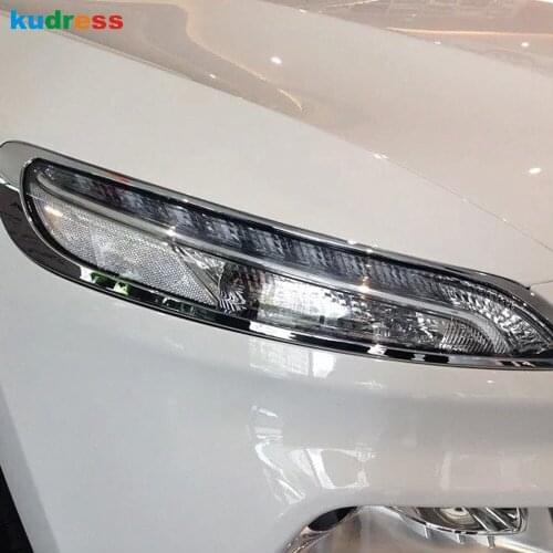 For Jeep Cherokee 2014 2015 2016 ABS Chrome Car Front Headlight Cover Trim Head Light Lamp Trims Sticker Car Styling Accessories