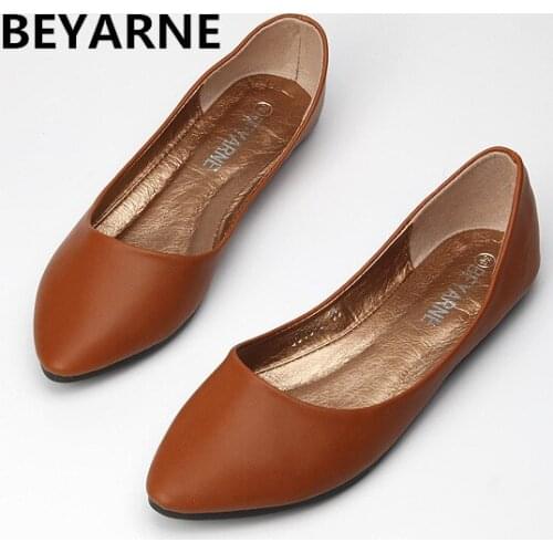 BEYARNE New Design fashion Lady soft sole Flats Shoes for drive pregnant woman shoes Women autumn spring work Shoes 33-43
