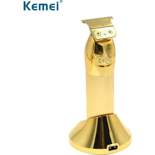 Kemei Electric Cordless Hair Clipper 0.1mm T-Blade Beard Trimmer for Men Mower Barber Hair Cutting Machine With Charging Base